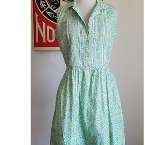 1950's Green Floral Dress